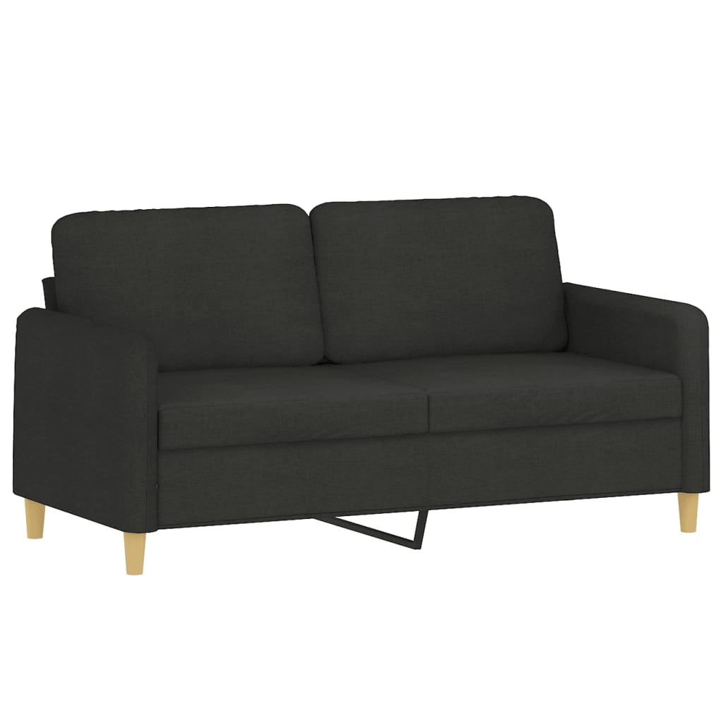 Canapé 2 places avec oreillers décoratifs noir 140 cm tissu - XIOS