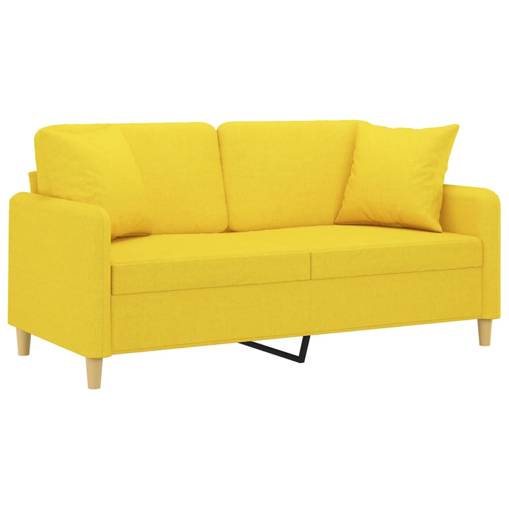 Canapé 2 places avec oreillers jaune clair 140 cm tissu - XIOS