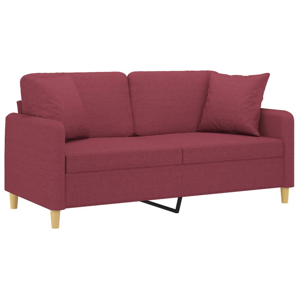 Canapé 2 places avec oreillers bordeaux 140 cm tissu - XIOS