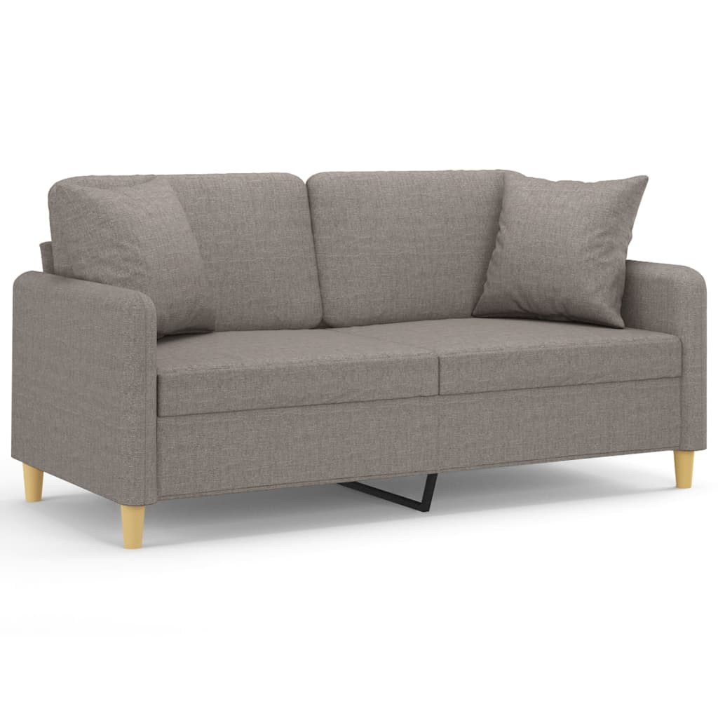 Canapé 2 places avec oreillers décoratifs taupe 140 cm tissu - XIOS