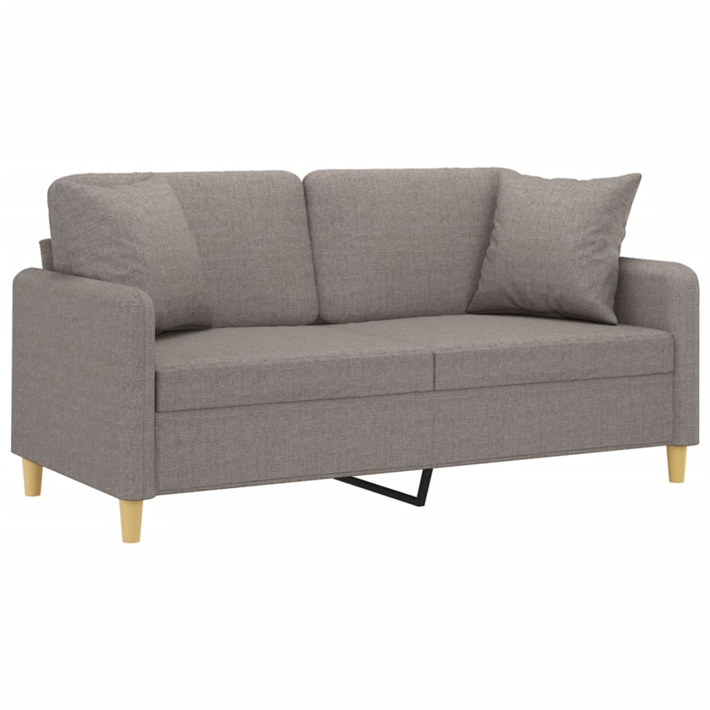 Canapé 2 places avec oreillers décoratifs taupe 140 cm tissu - XIOS