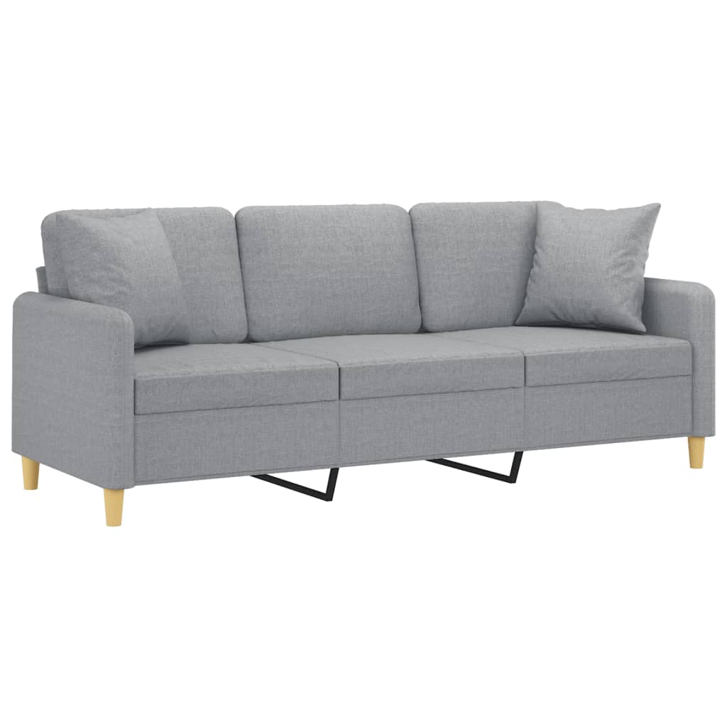 Canapé 3 places avec oreillers gris clair 180 cm tissu - XIOS