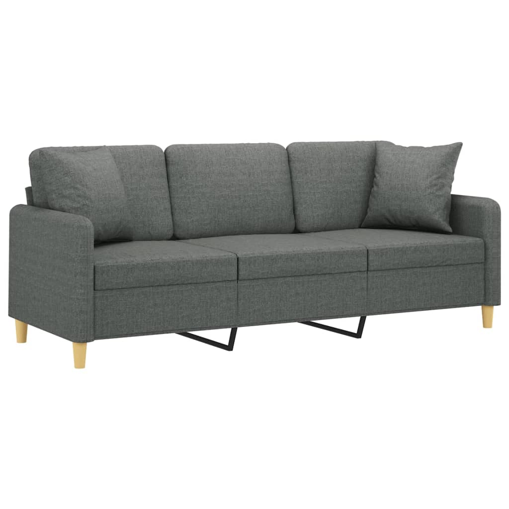 Canapé 3 places avec oreillers gris foncé 180 cm tissu - XIOS