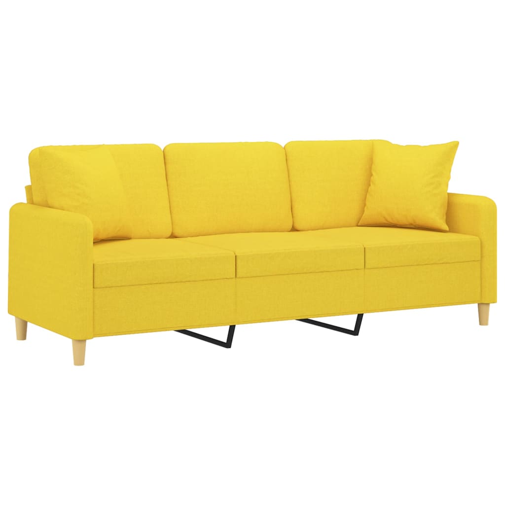 Canapé 3 places avec oreillers jaune clair 180 cm tissu - XIOS