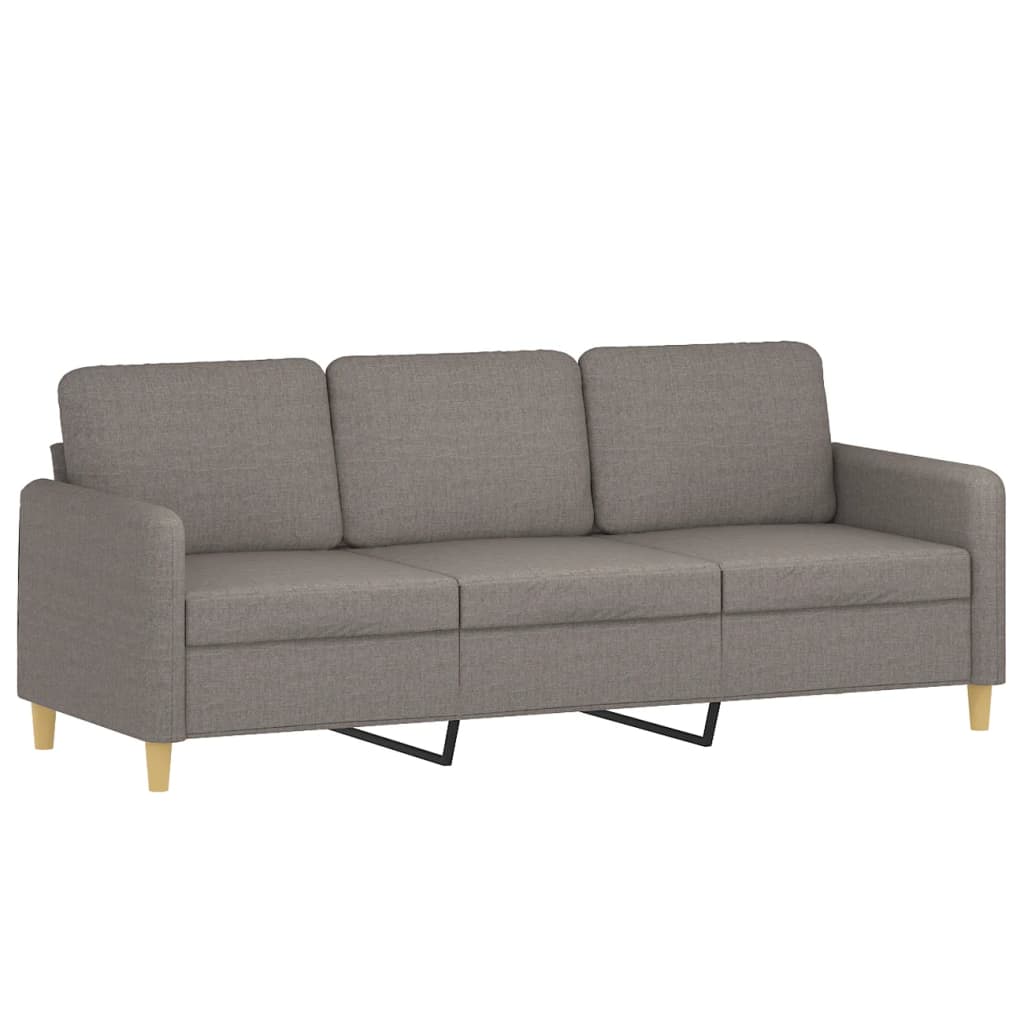 Canapé 3 places avec oreillers décoratifs taupe 180 cm tissu - XIOS