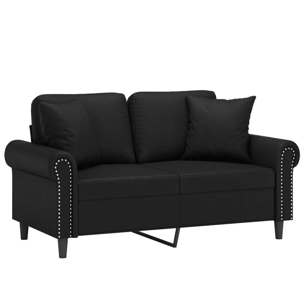 Canapé 2 places avec oreillers décoratifs noir 120cm similicuir - XIOS