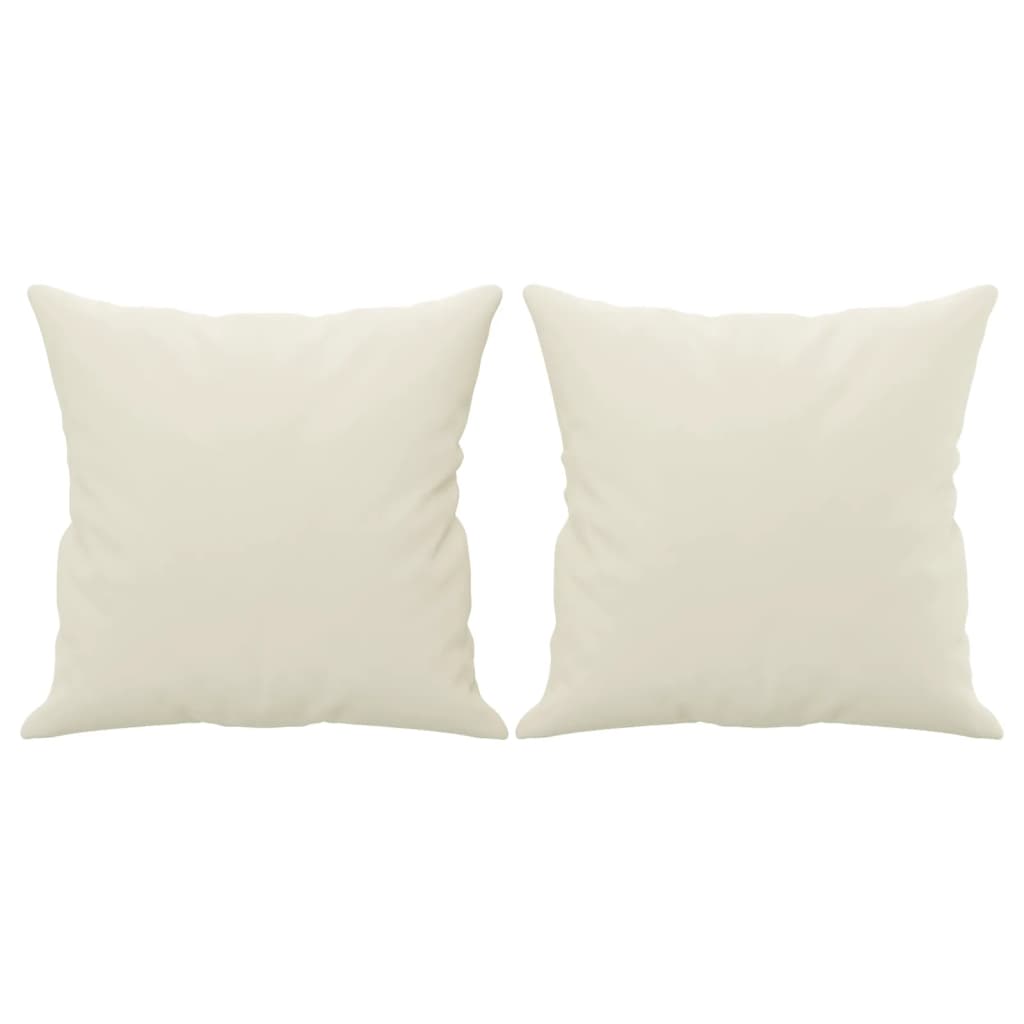 Canapé 2 places avec oreillers décoratifs crème 120 cm velours - XIOS