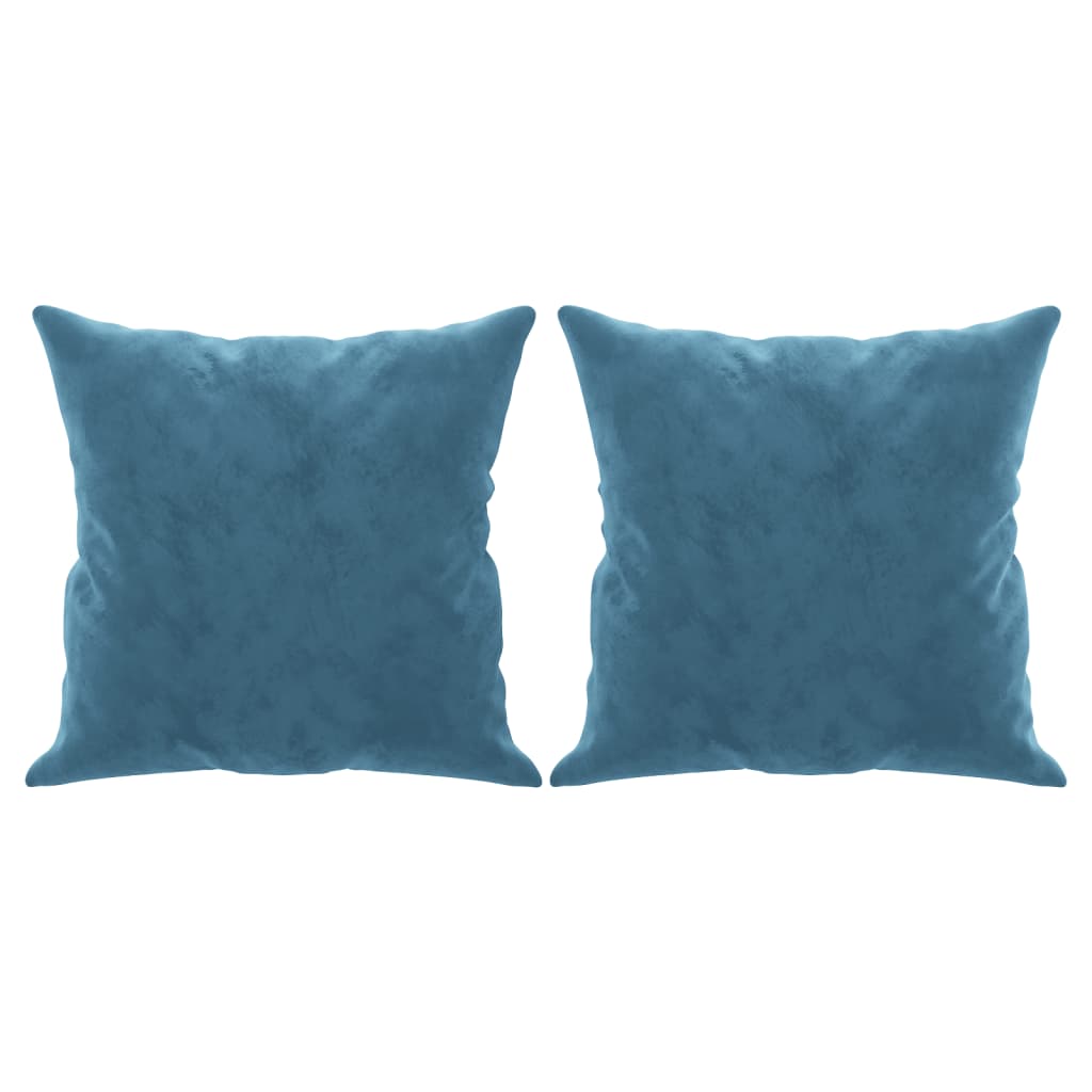 Canapé 2 places avec oreillers décoratifs bleu 120 cm velours - XIOS