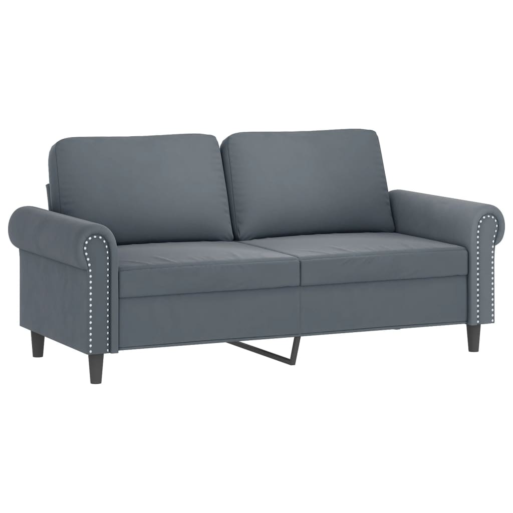 Canapé 2 places avec oreillers gris foncé 140 cm velours - XIOS