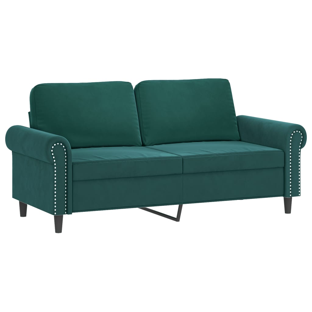 Canapé 2 places avec oreillers vert foncé 140 cm velours - XIOS