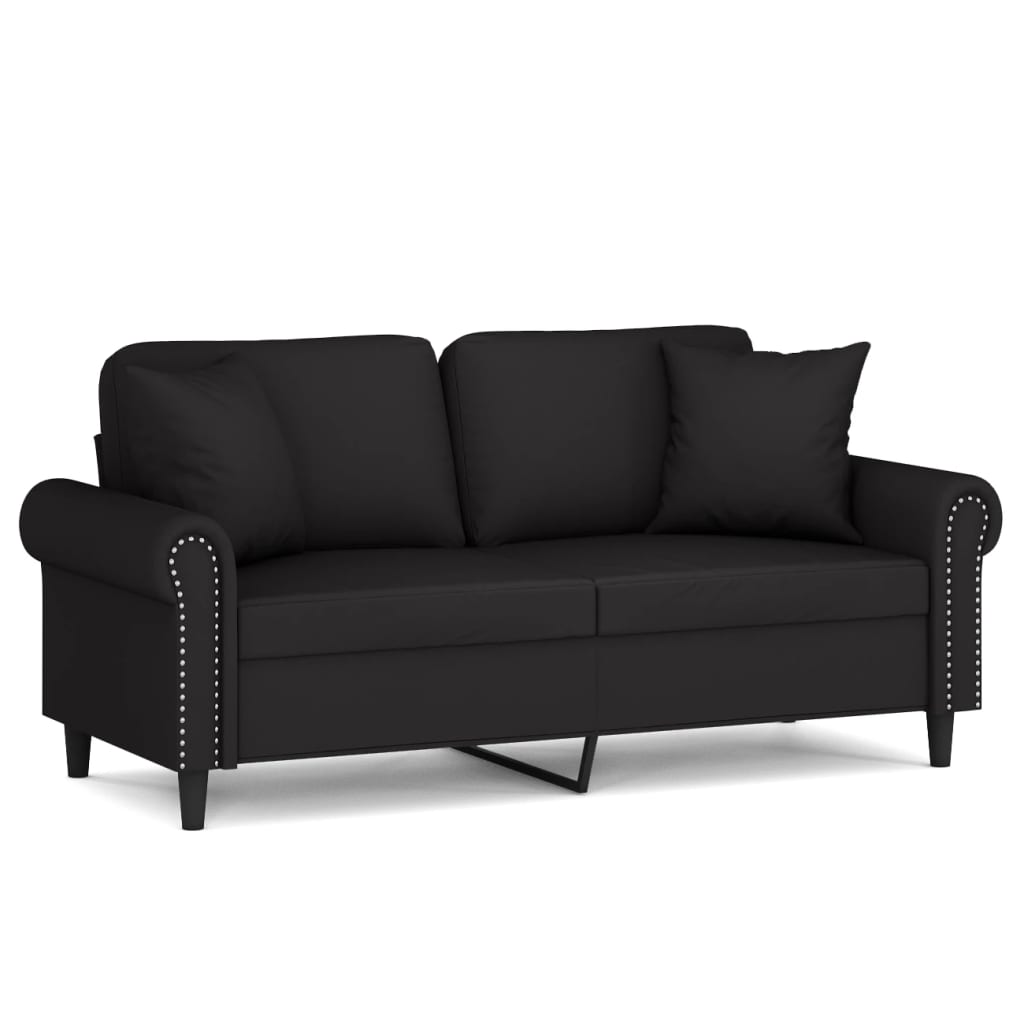 Canapé 2 places avec oreillers décoratifs noir 140 cm velours - XIOS
