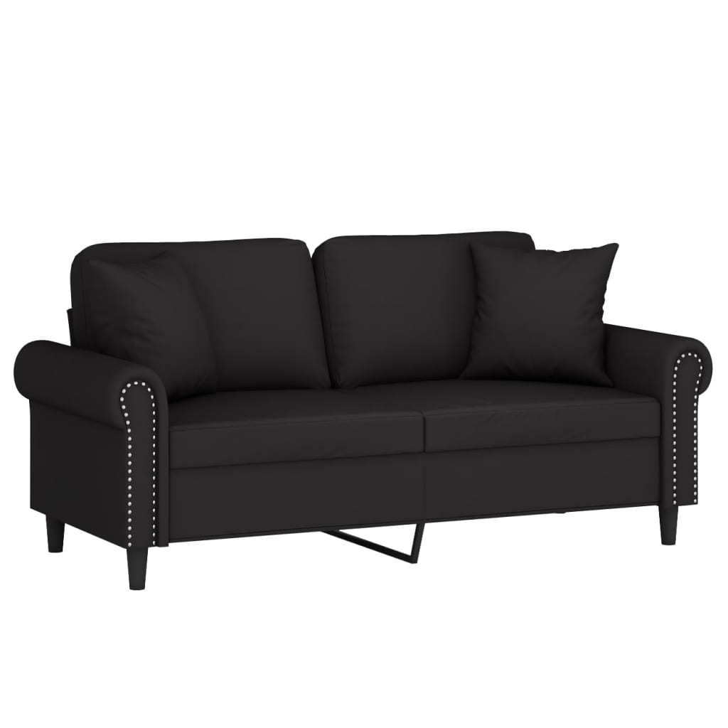 Canapé 2 places avec oreillers décoratifs noir 140 cm velours - XIOS