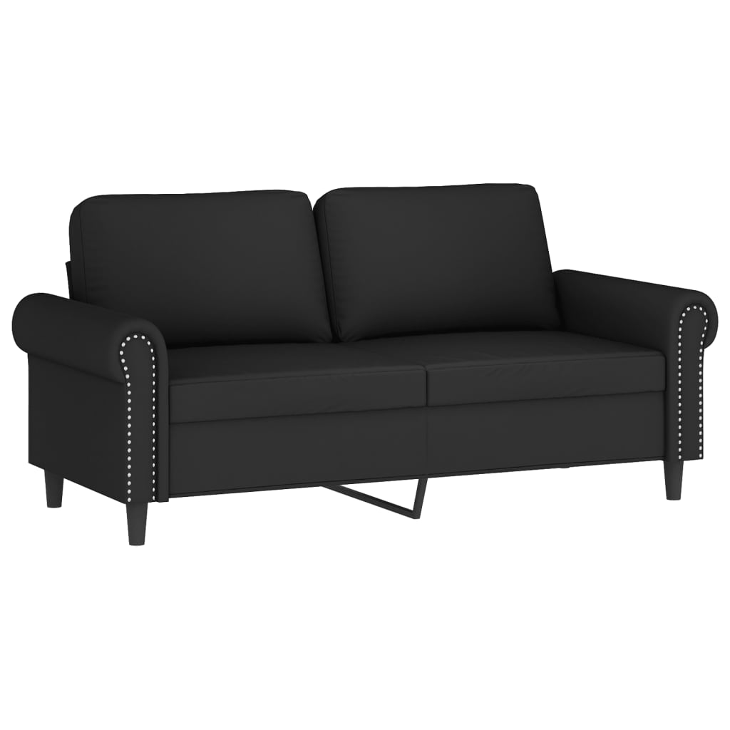 Canapé 2 places avec oreillers décoratifs noir 140 cm velours - XIOS