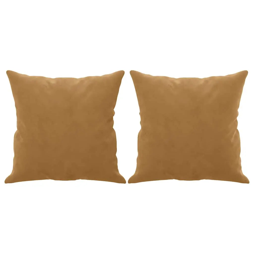 Canapé 2 places avec oreillers décoratifs brun 140 cm velours - XIOS