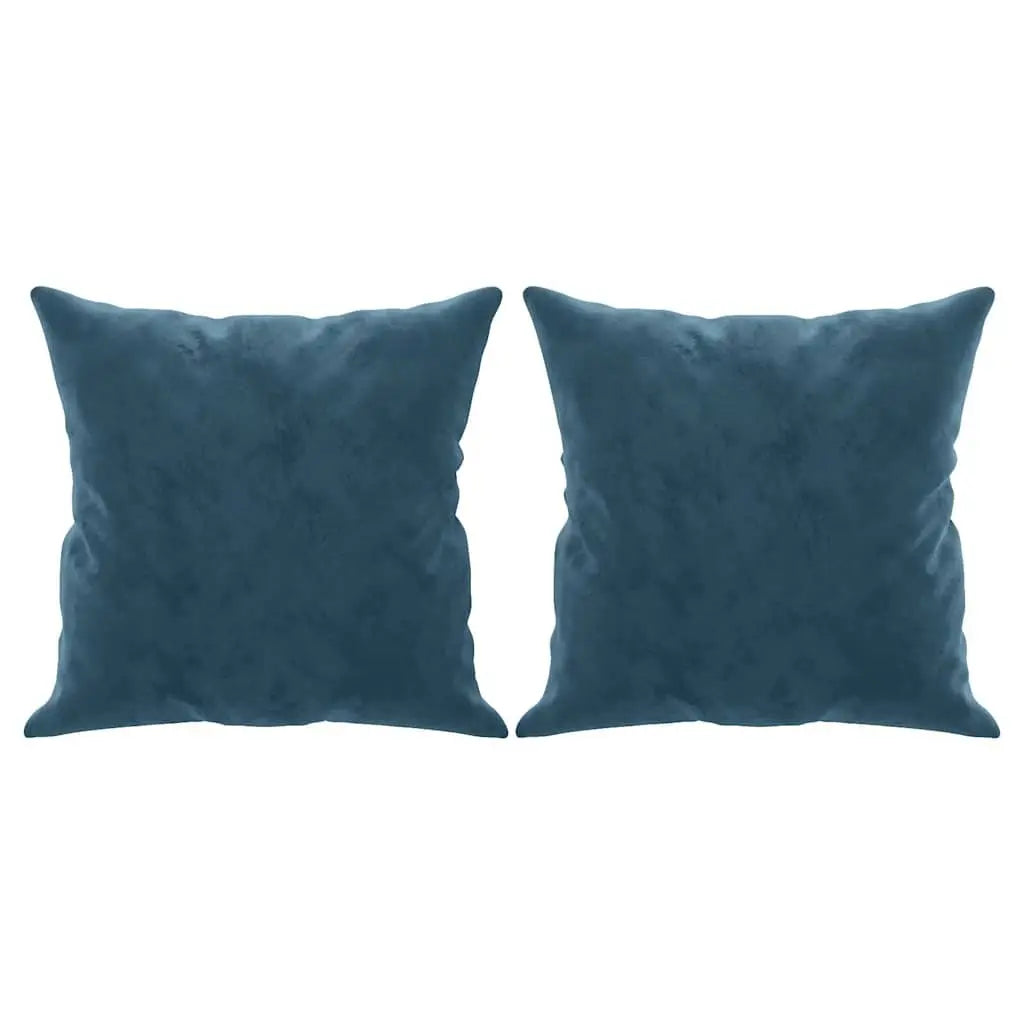 Canapé 2 places avec oreillers décoratifs bleu 140 cm velours - XIOS