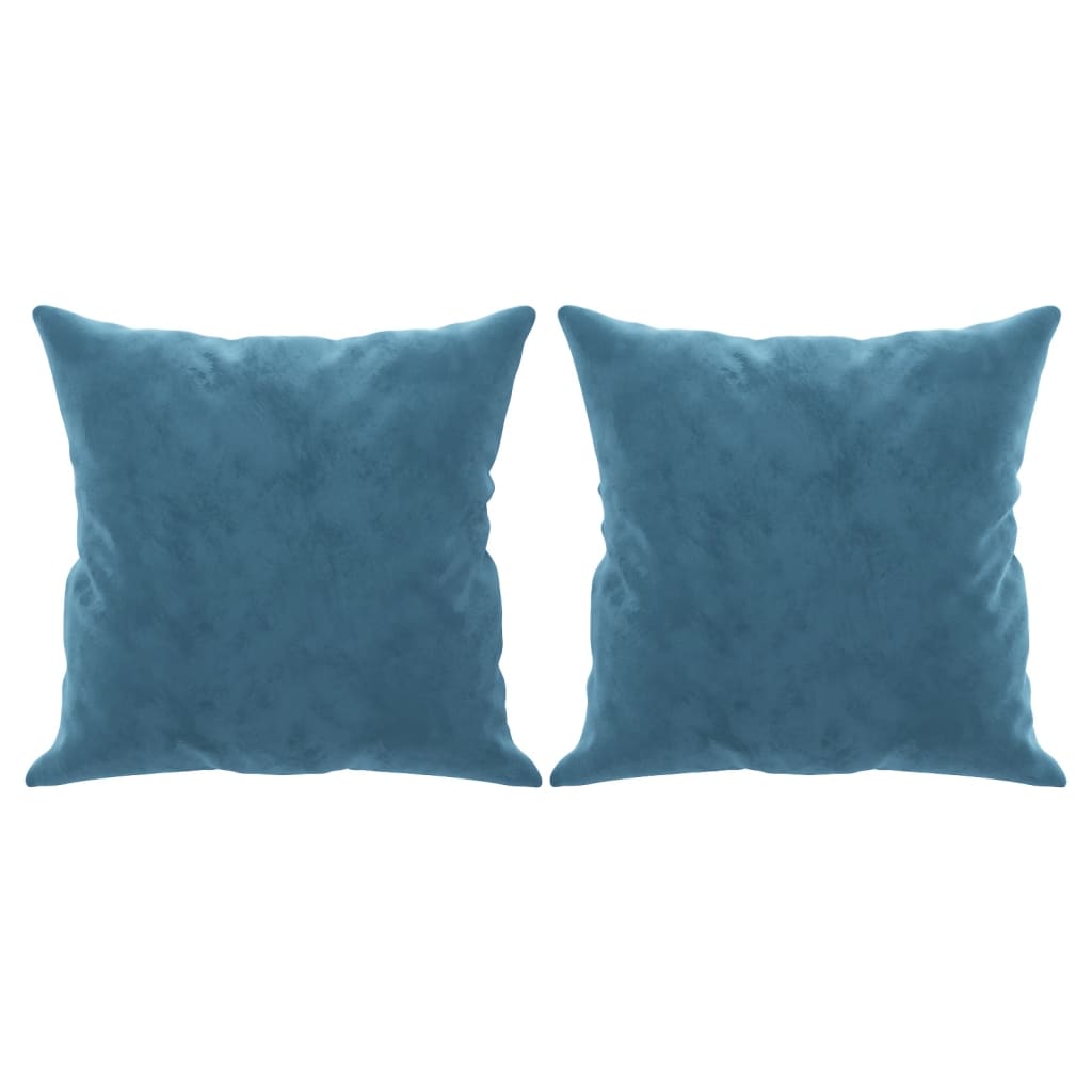 Canapé 3 places avec oreillers décoratifs bleu 180 cm velours - XIOS