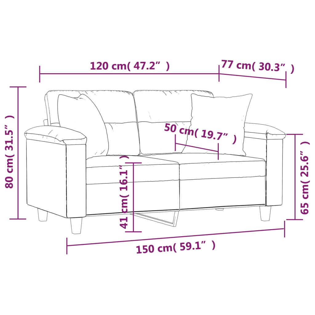 Canapé 2 places avec oreillers gris foncé 120 cm - XIOS