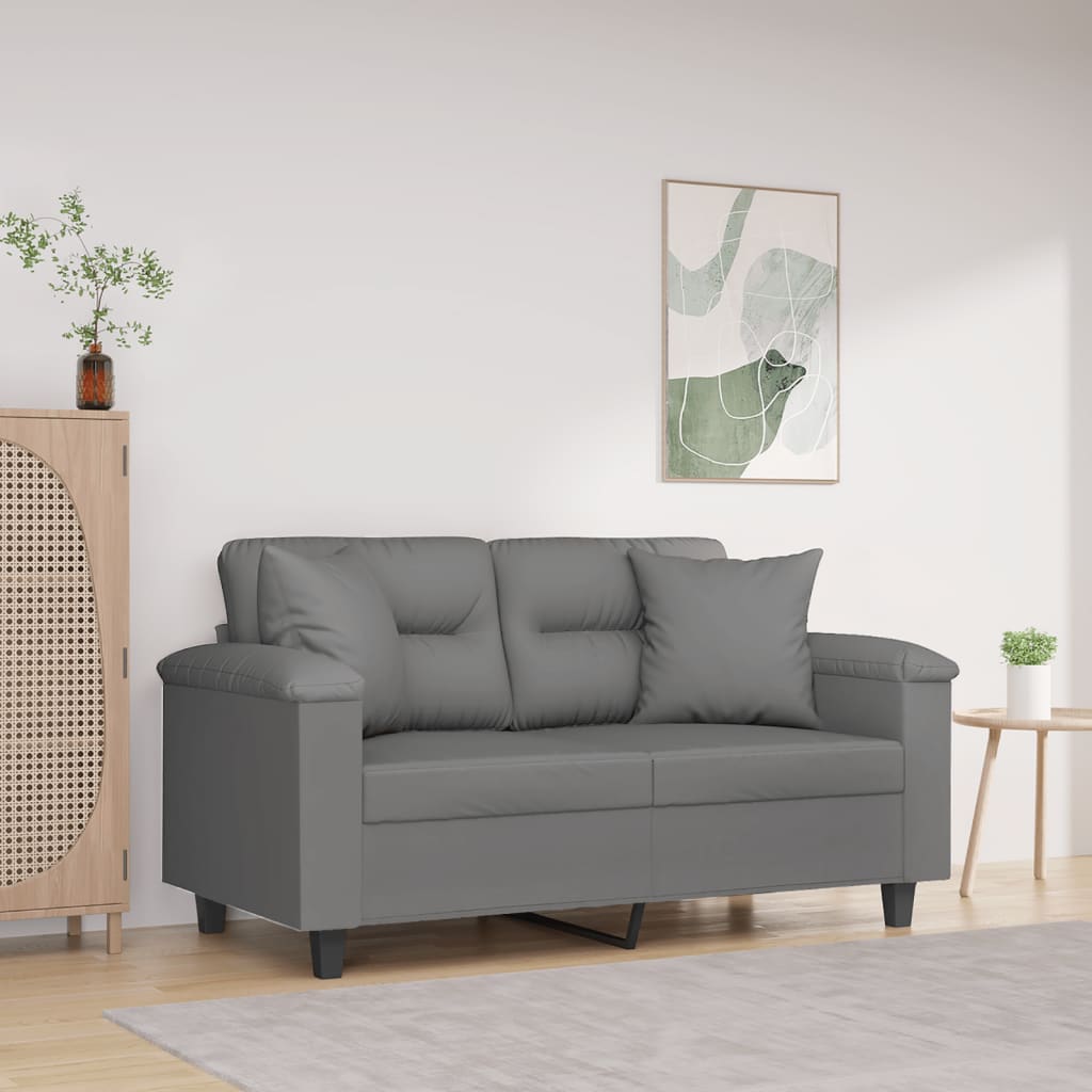 Canapé 2 places avec oreillers gris foncé 120 cm - XIOS