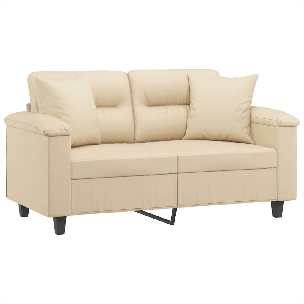 Canapé 2 places avec oreillers crème 120 cm tissu microfibre - XIOS
