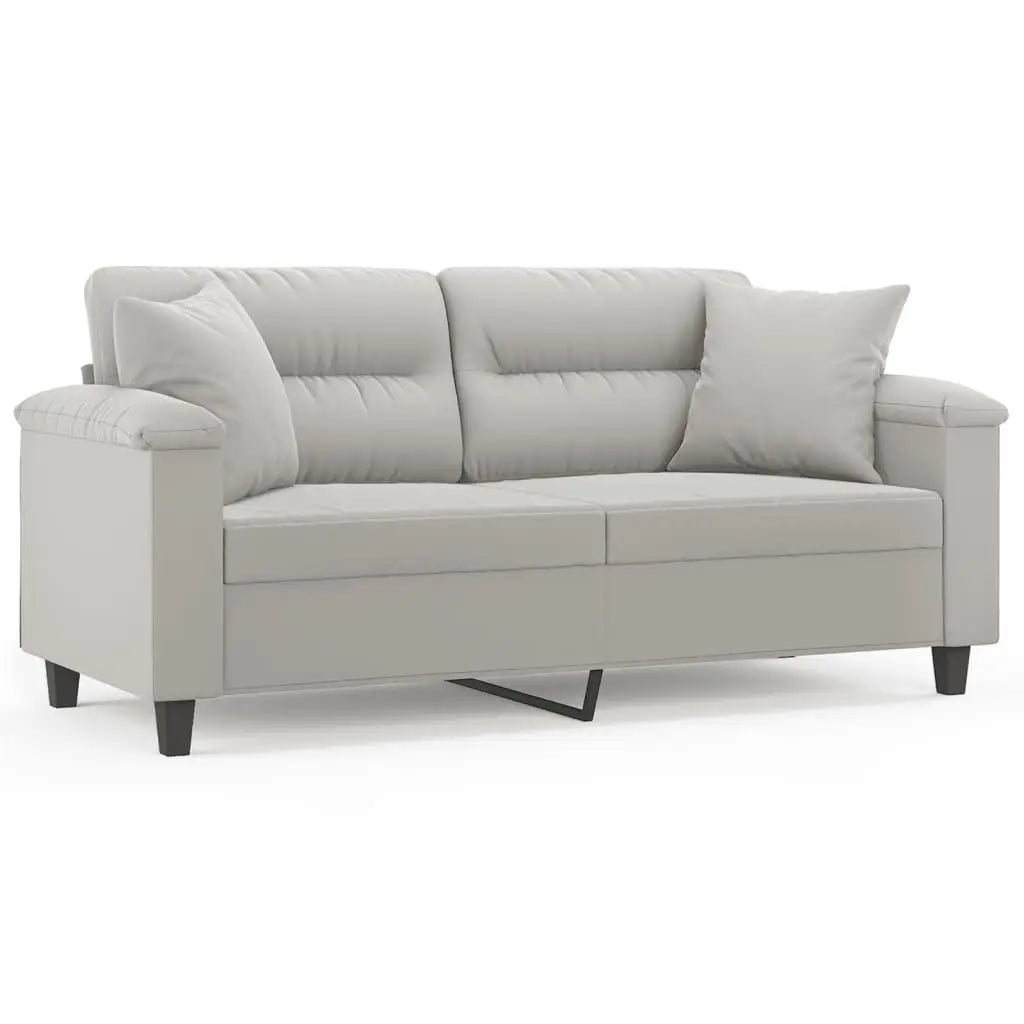 Canapé 2 places avec oreillers gris clair 140 cm - XIOS