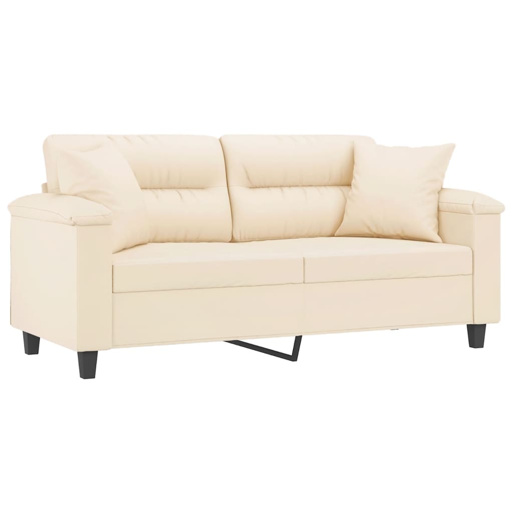 Canapé 2 places avec oreillers beige 140 cm tissu microfibre - XIOS