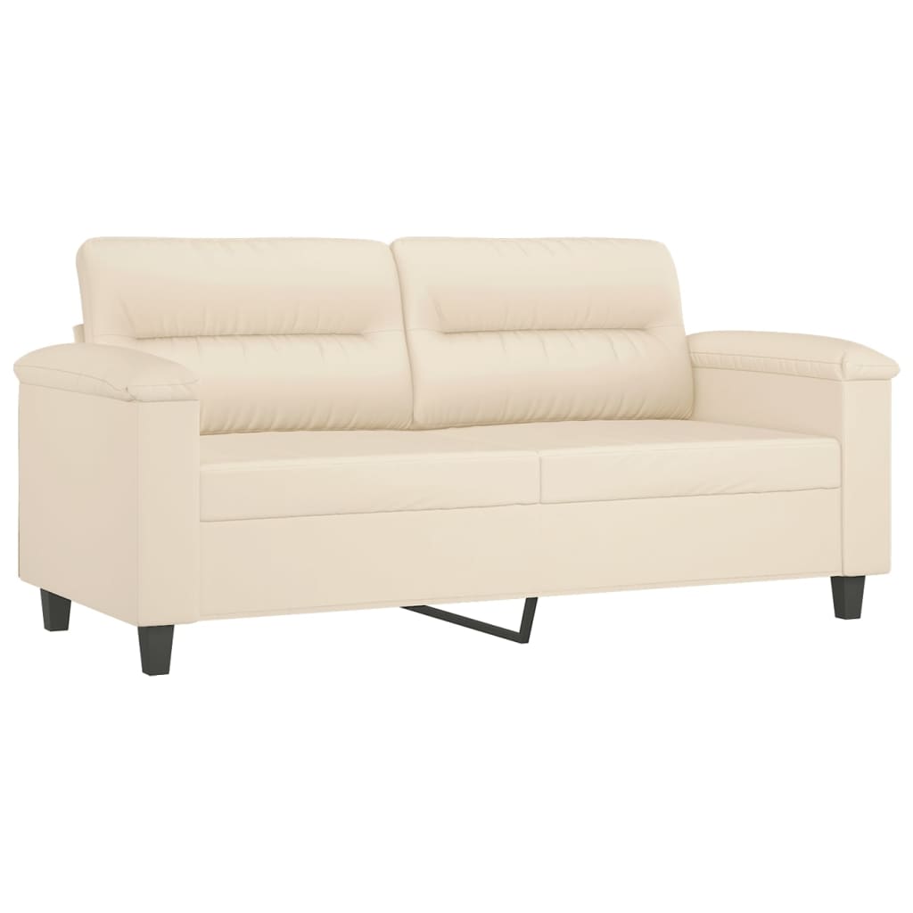 Canapé 2 places avec oreillers beige 140 cm tissu microfibre - XIOS