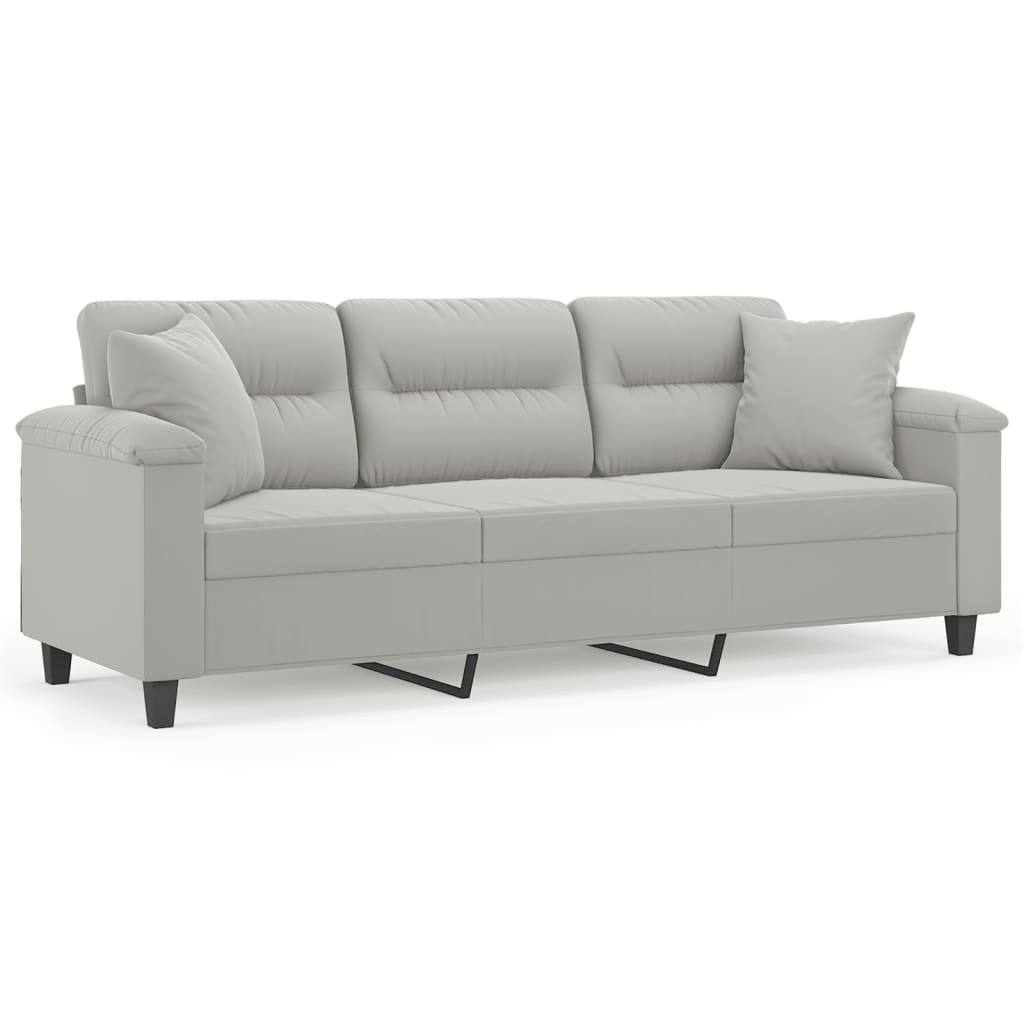 Canapé 3 places avec oreillers gris clair 180 cm - XIOS