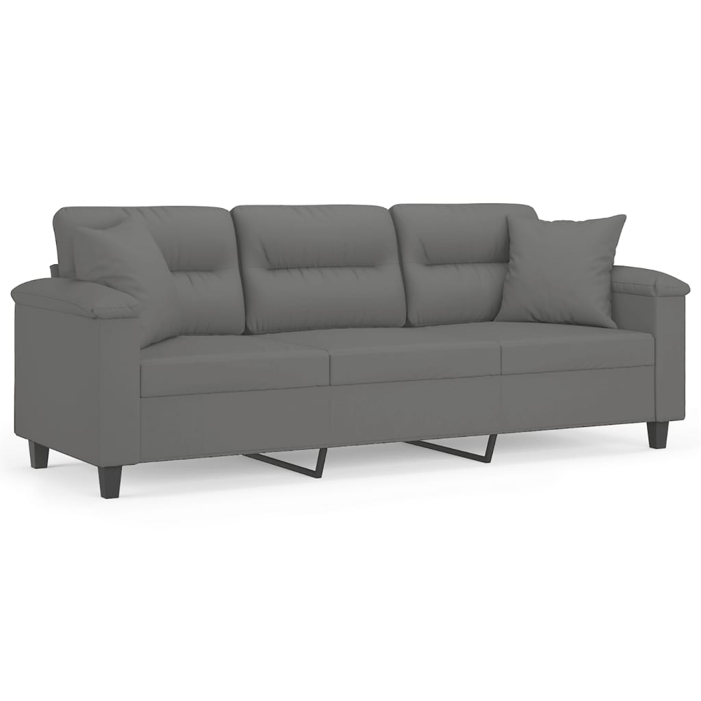Canapé 3 places avec oreillers gris foncé 180 cm - XIOS