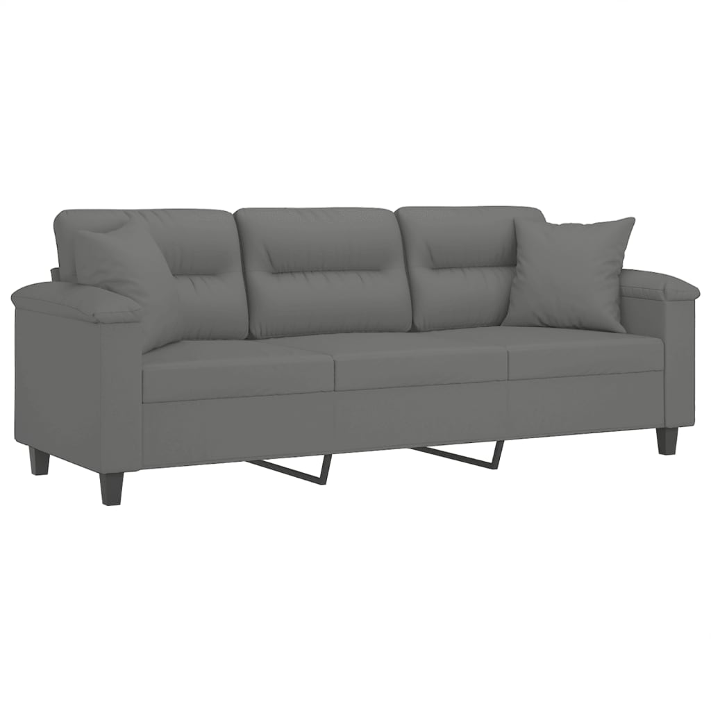 Canapé 3 places avec oreillers gris foncé 180 cm - XIOS