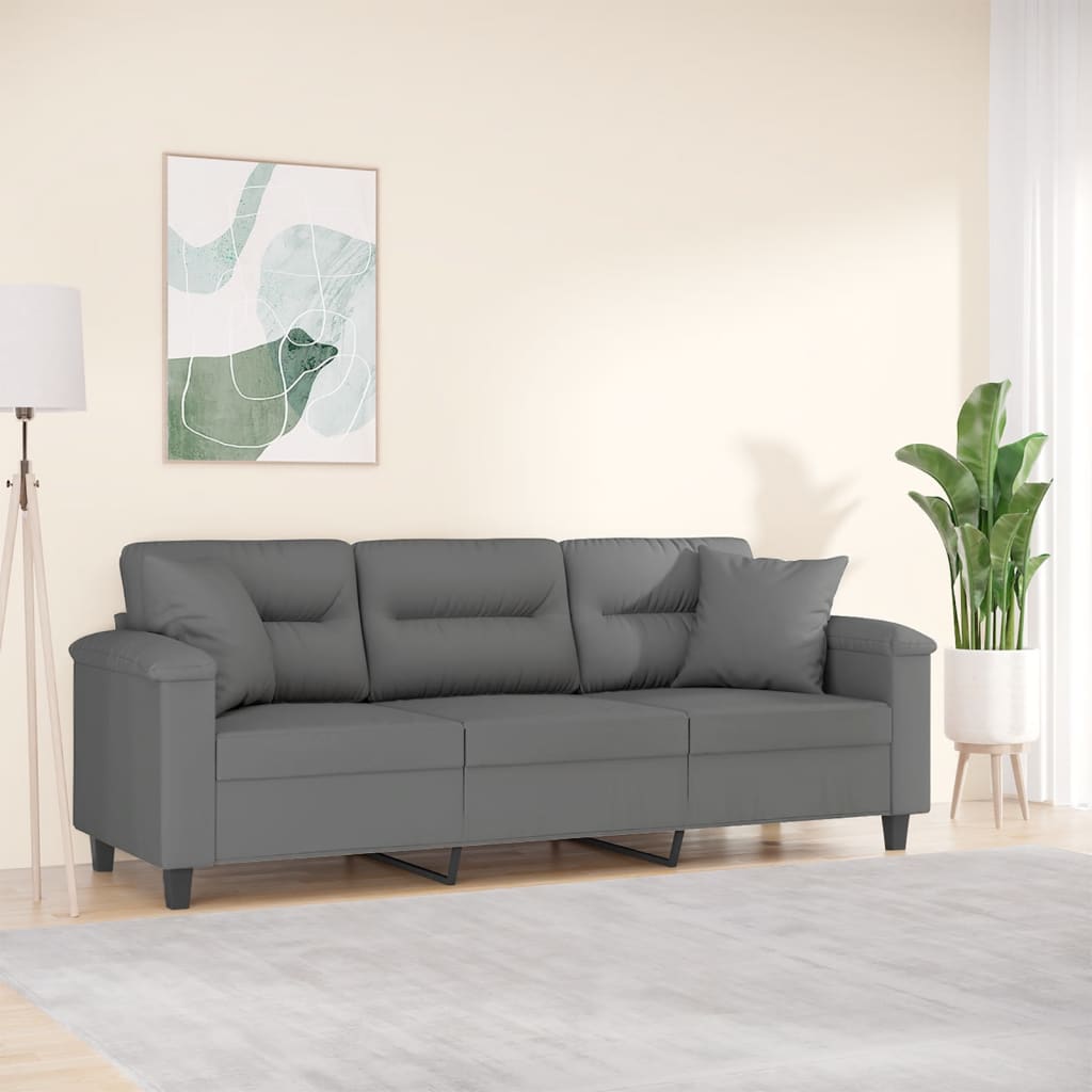 Canapé 3 places avec oreillers gris foncé 180 cm - XIOS