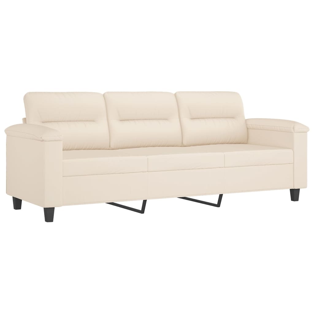 Canapé 3 places avec oreillers beige 180 cm tissu microfibre