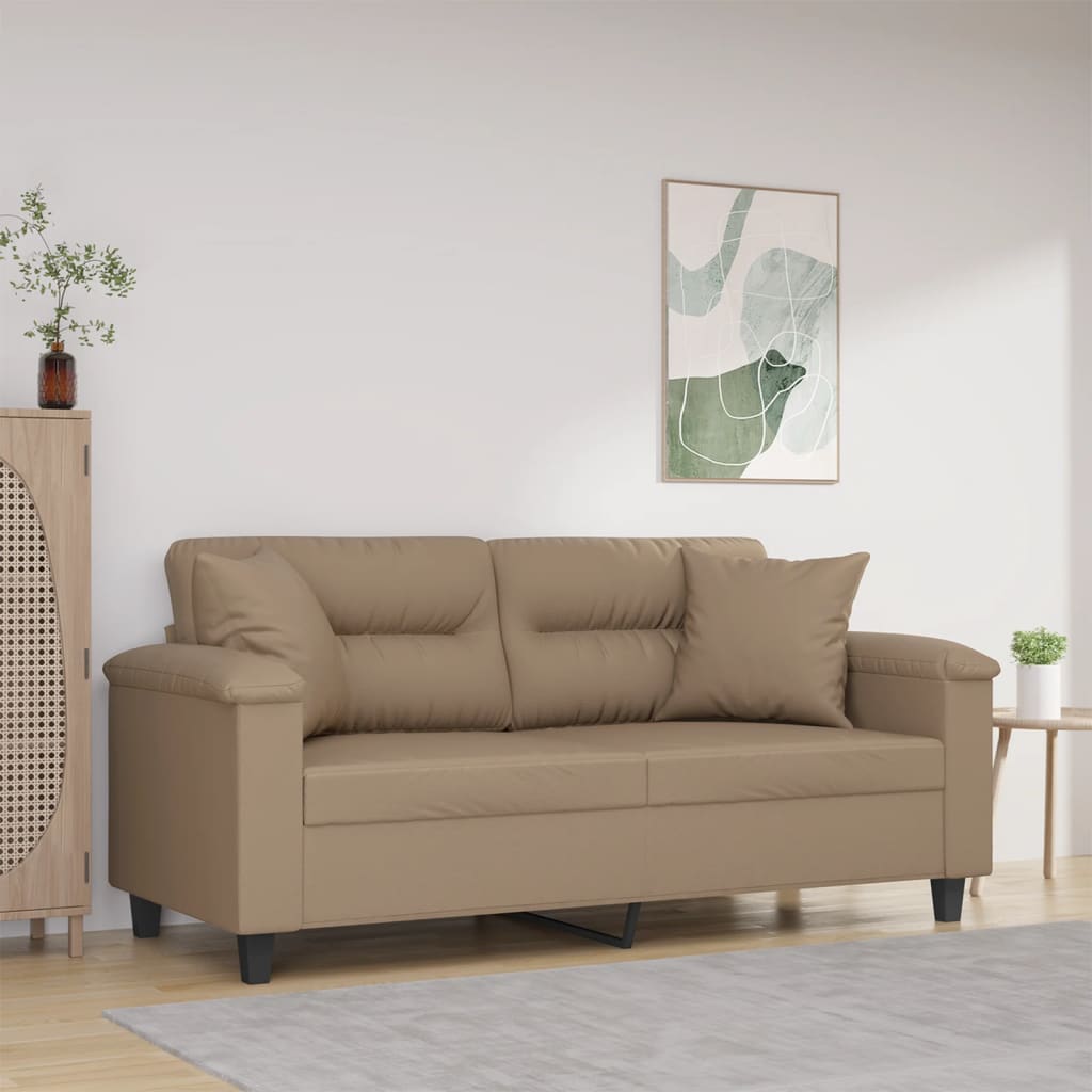 Canapé 2 places avec oreillers cappuccino 140 cm similicuir - XIOS