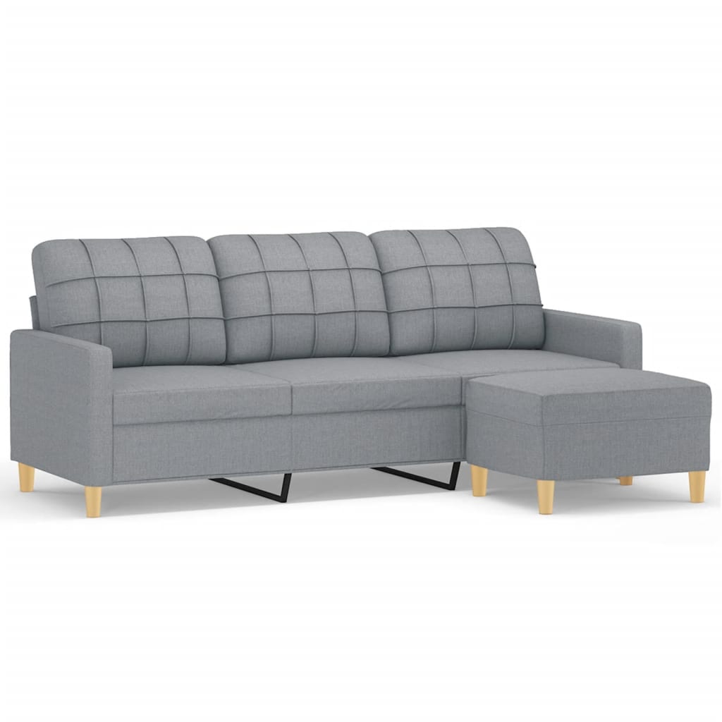 Canapé à 3 places avec repose-pieds Gris clair 180 cm Tissu - XIOS