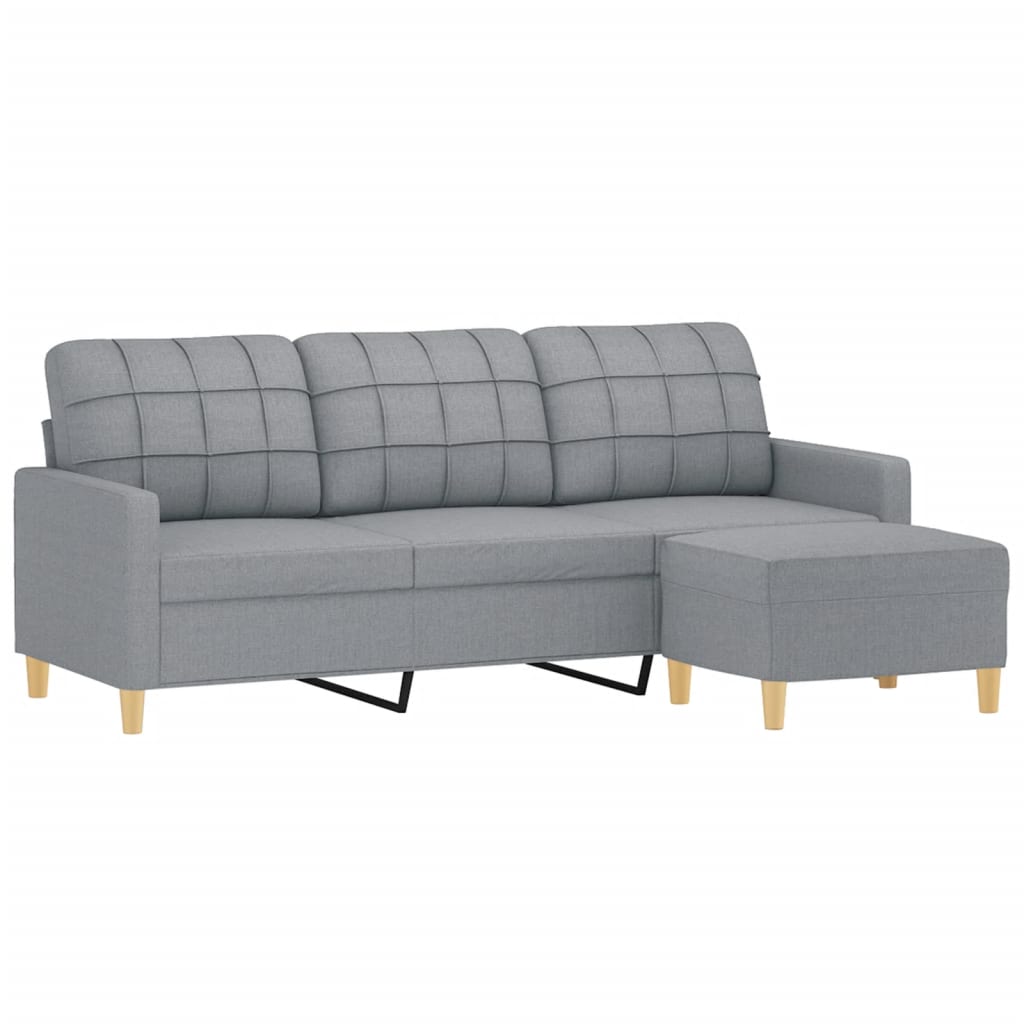 Canapé à 3 places avec repose-pieds Gris clair 180 cm Tissu - XIOS