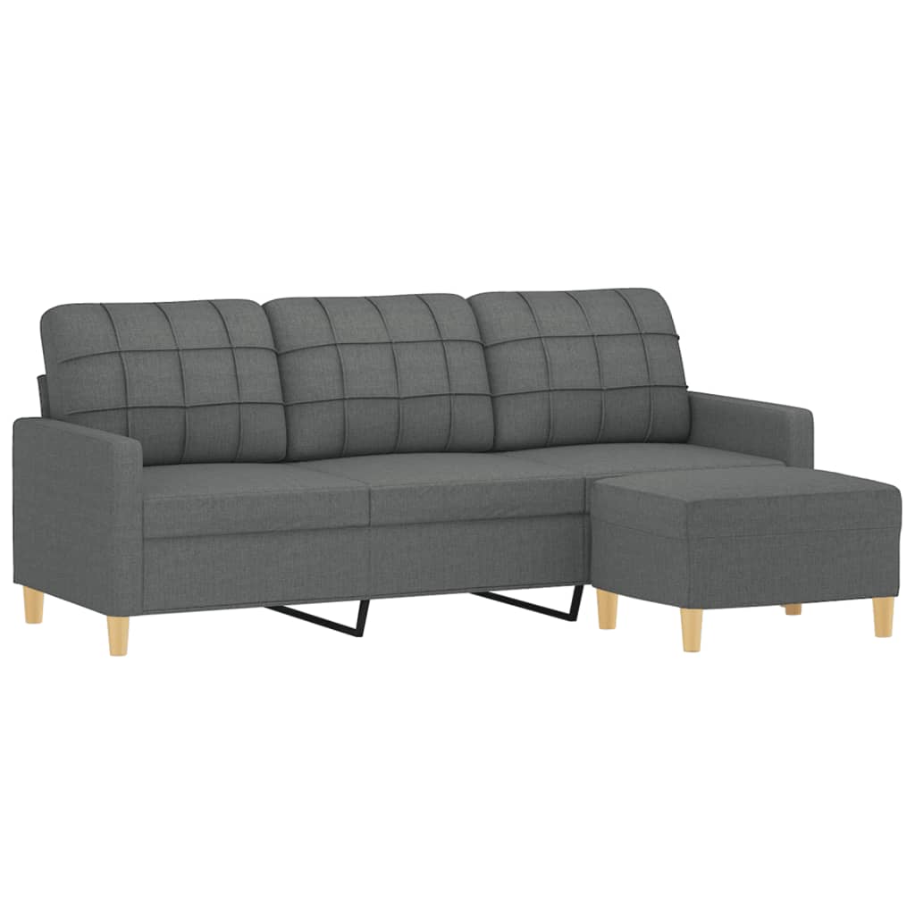 Canapé à 3 places avec repose-pieds Gris foncé 180 cm Tissu - XIOS
