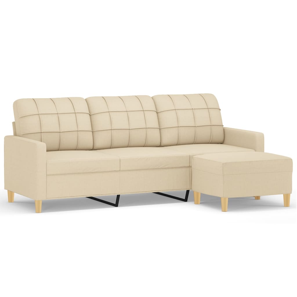 Canapé à 3 places avec repose-pieds Crème 180 cm Tissu - XIOS