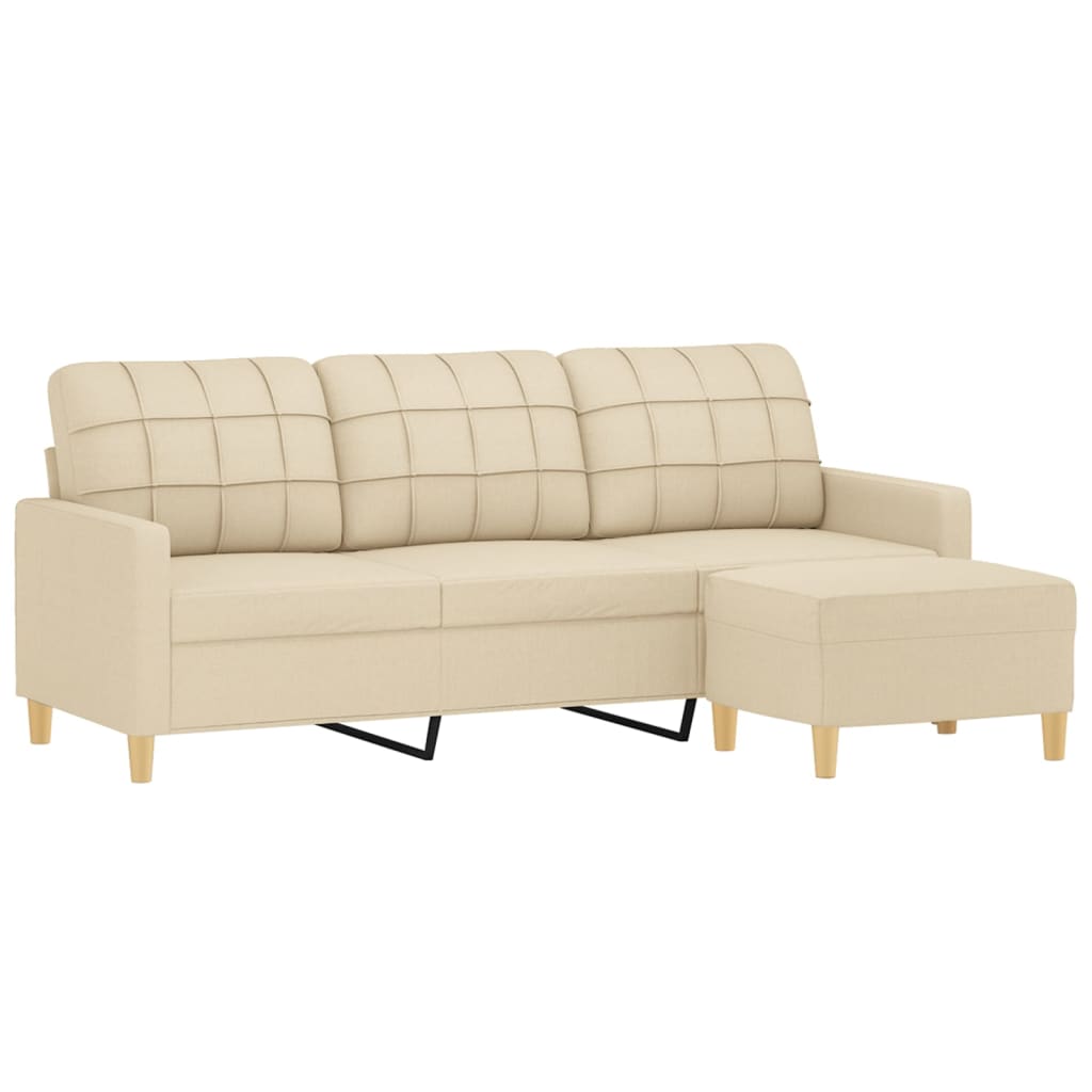 Canapé à 3 places avec repose-pieds Crème 180 cm Tissu - XIOS