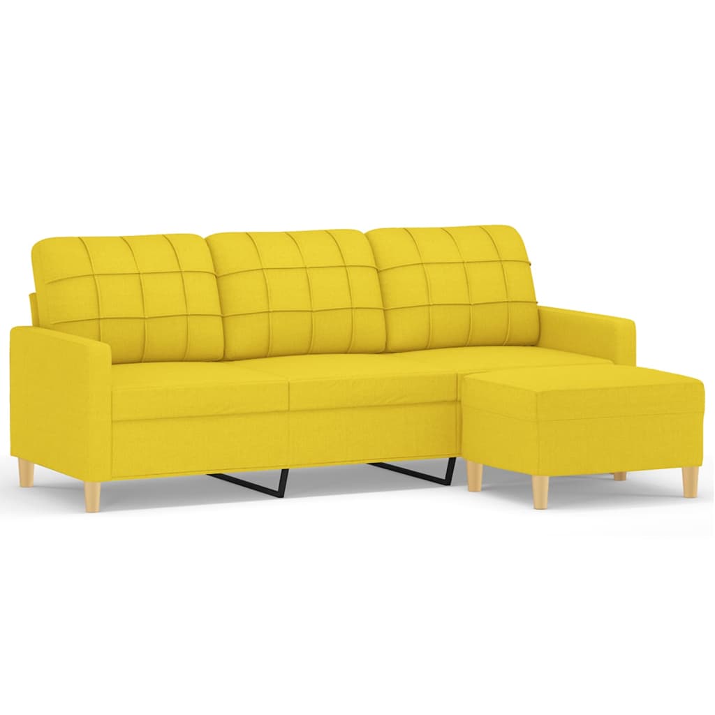 Canapé à 3 places avec repose-pieds Jaune clair 180 cm Tissu - XIOS