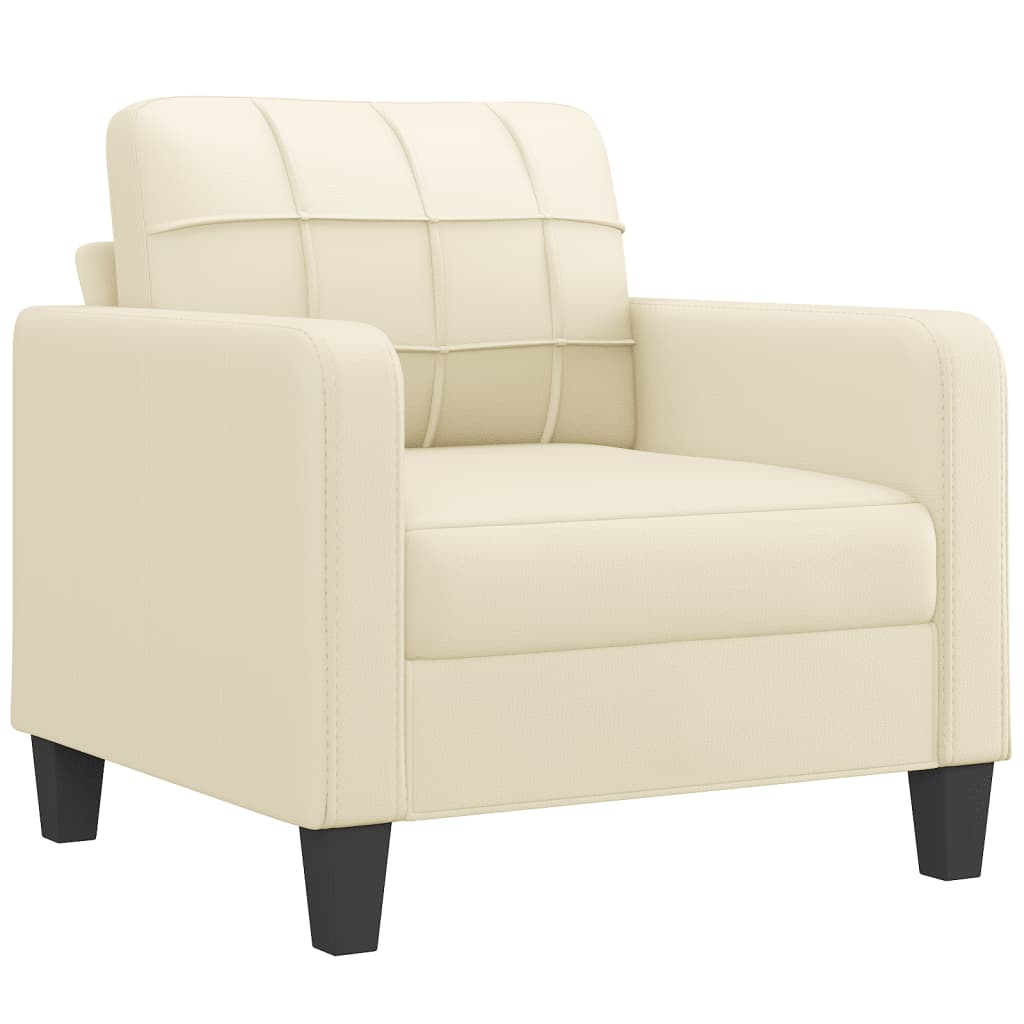 Fauteuil avec repose-pied Crème 60 cm Similicuir