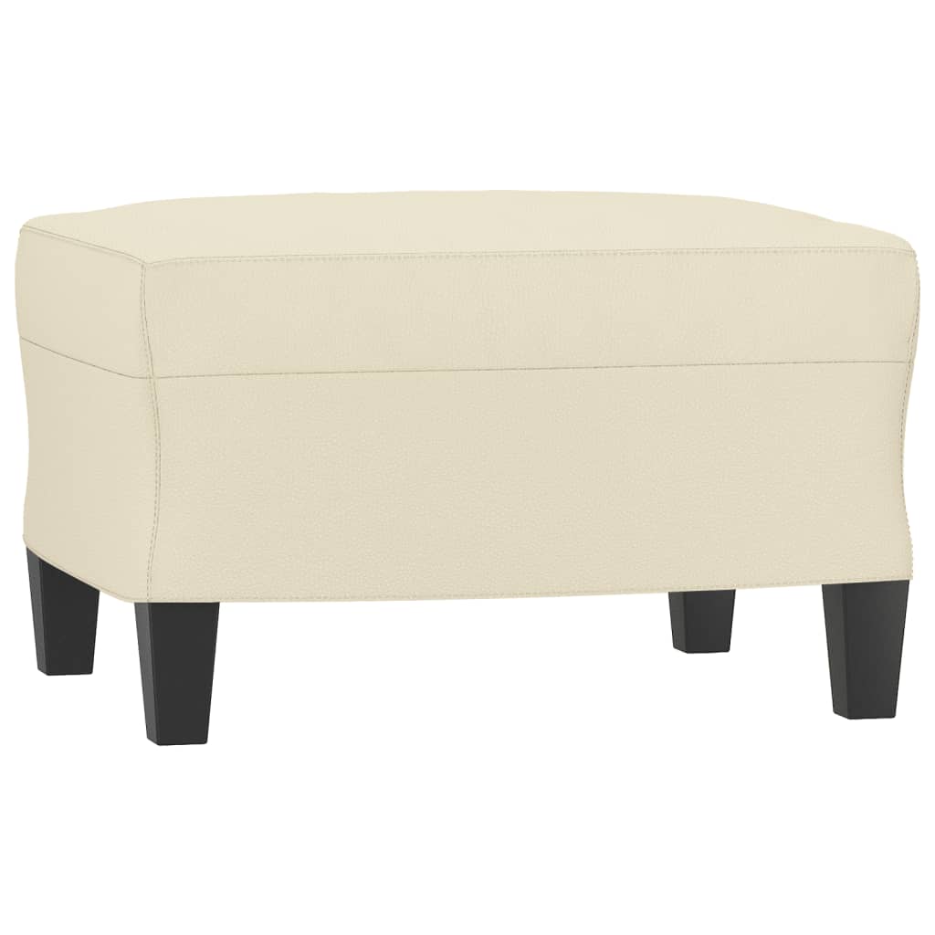 Fauteuil avec repose-pied Crème 60 cm Similicuir
