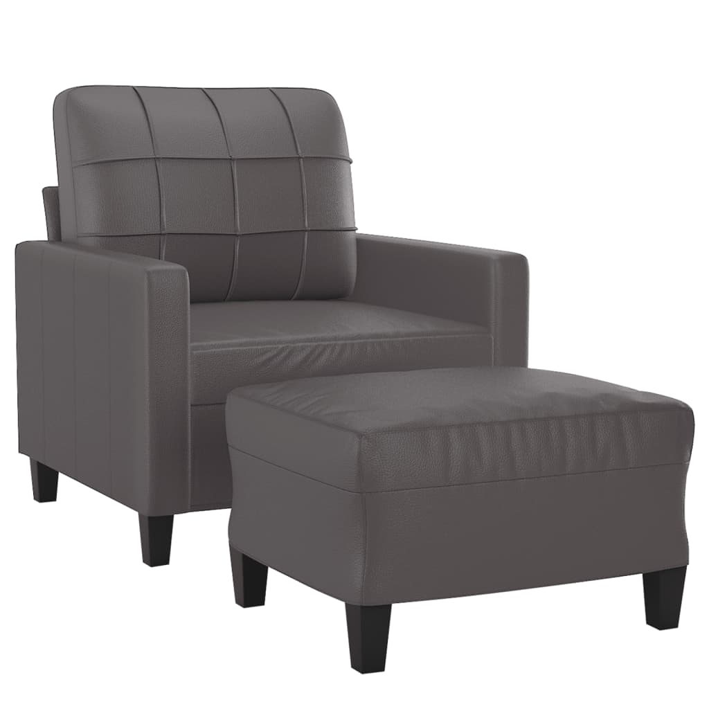 Fauteuil avec repose-pied Gris 60 cm Similicuir - XIOS