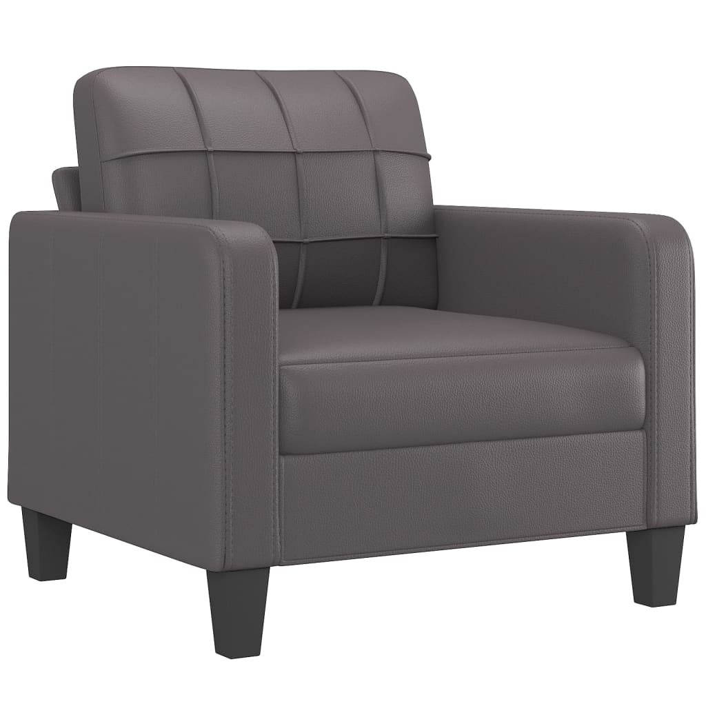 Fauteuil avec repose-pied Gris 60 cm Similicuir - XIOS