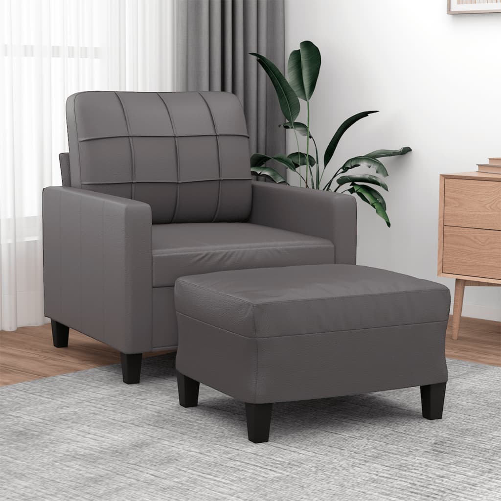 Fauteuil avec repose-pied Gris 60 cm Similicuir - XIOS