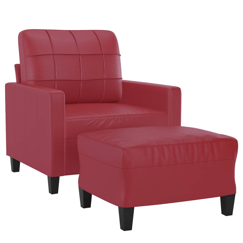 Fauteuil avec repose-pied Rouge bordeaux 60 cm Similicuir - XIOS