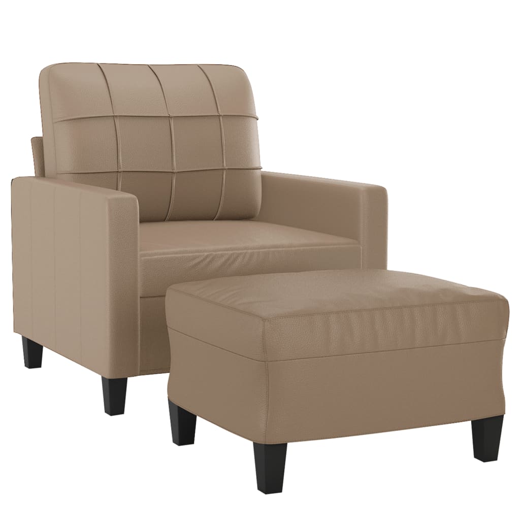 Fauteuil avec repose-pied Cappuccino 60 cm Similicuir - XIOS