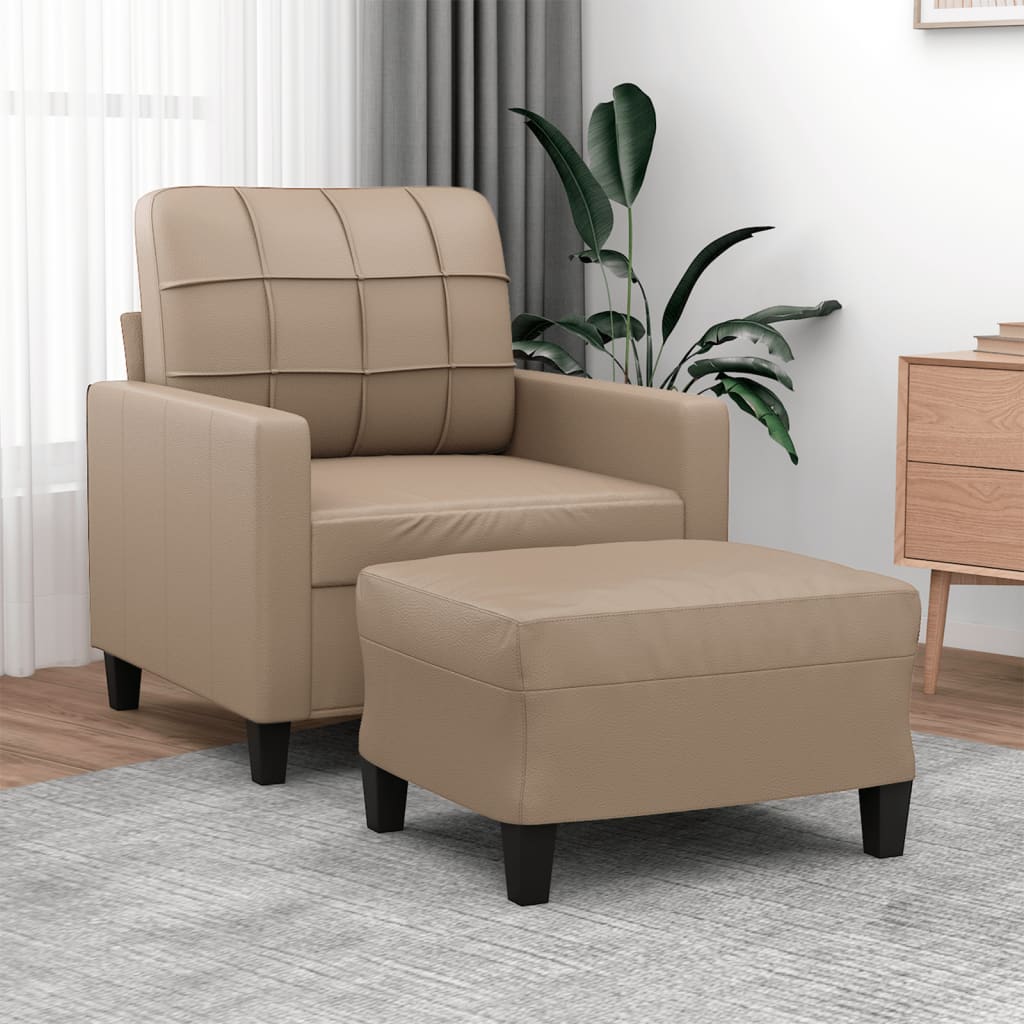 Fauteuil avec repose-pied Cappuccino 60 cm Similicuir - XIOS