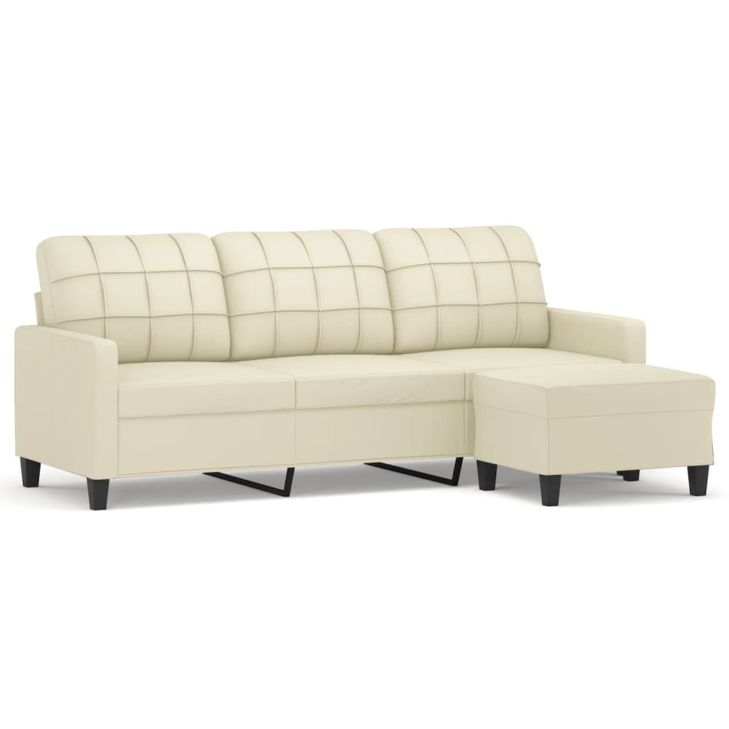 Canapé à 3 places avec repose-pieds Crème 180 cm Similicuir - XIOS