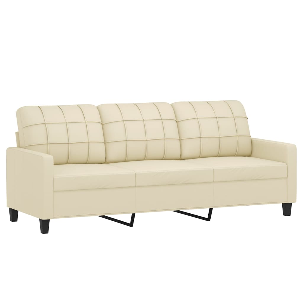 Canapé à 3 places avec repose-pieds Crème 180 cm Similicuir - XIOS