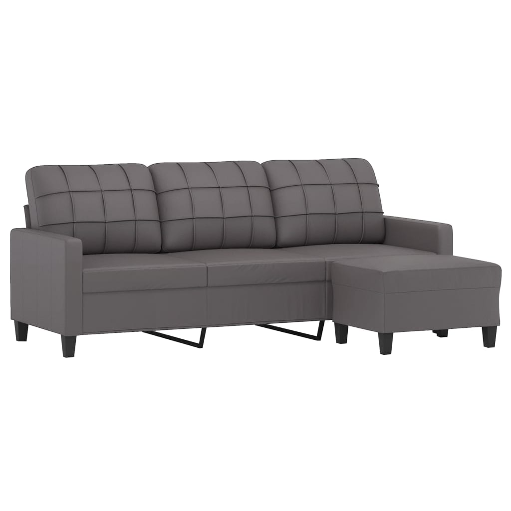Canapé à 3 places avec repose-pieds Gris 180 cm Similicuir - XIOS