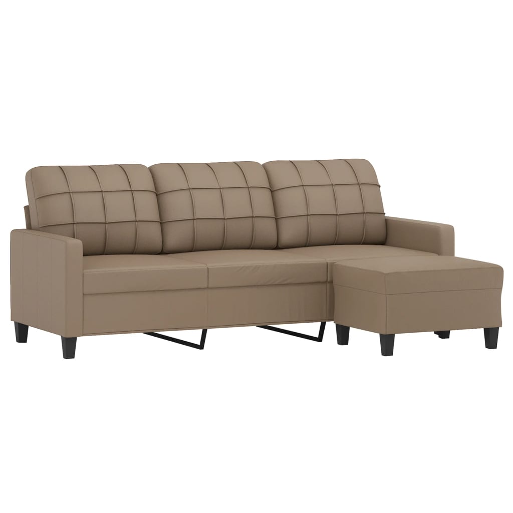 Canapé à 3 places avec repose-pieds Cappuccino 180cm Similicuir - XIOS